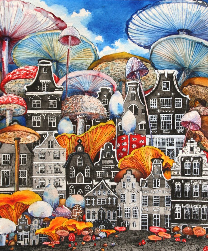 Shroomsterdam - Amsterdam watercolour