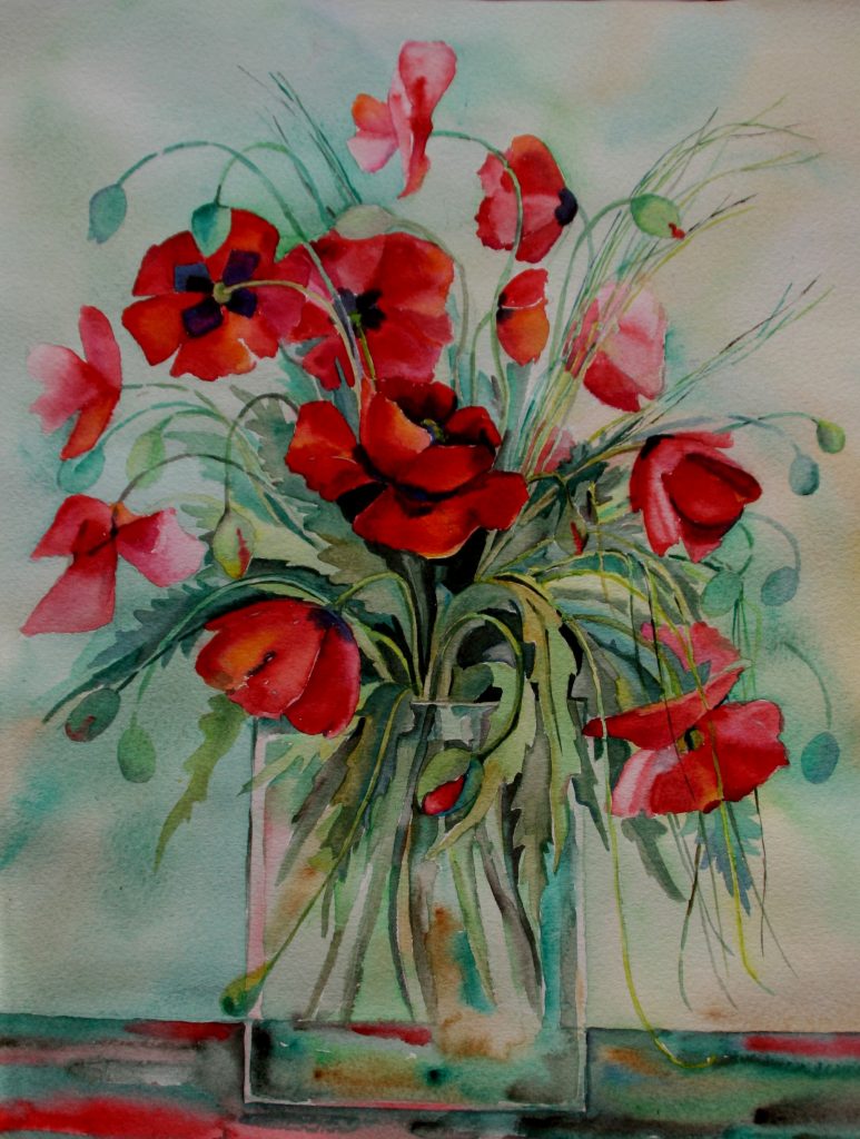 Red Poppies watercolour,